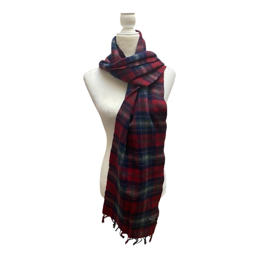 Abercrombie Fitch Unisex Tartan Red Plaid Winter Scarf Y2k Snow Days Preppy